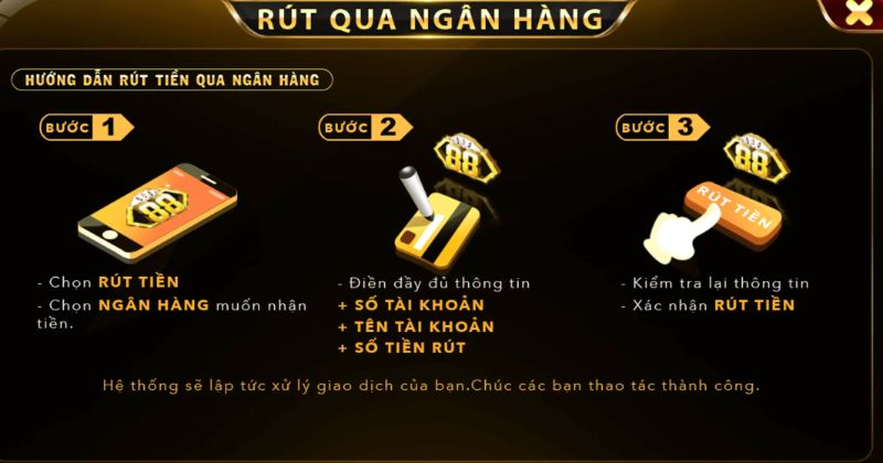 Các hình thức rút tiền phổ biến tại nhà cái Go88